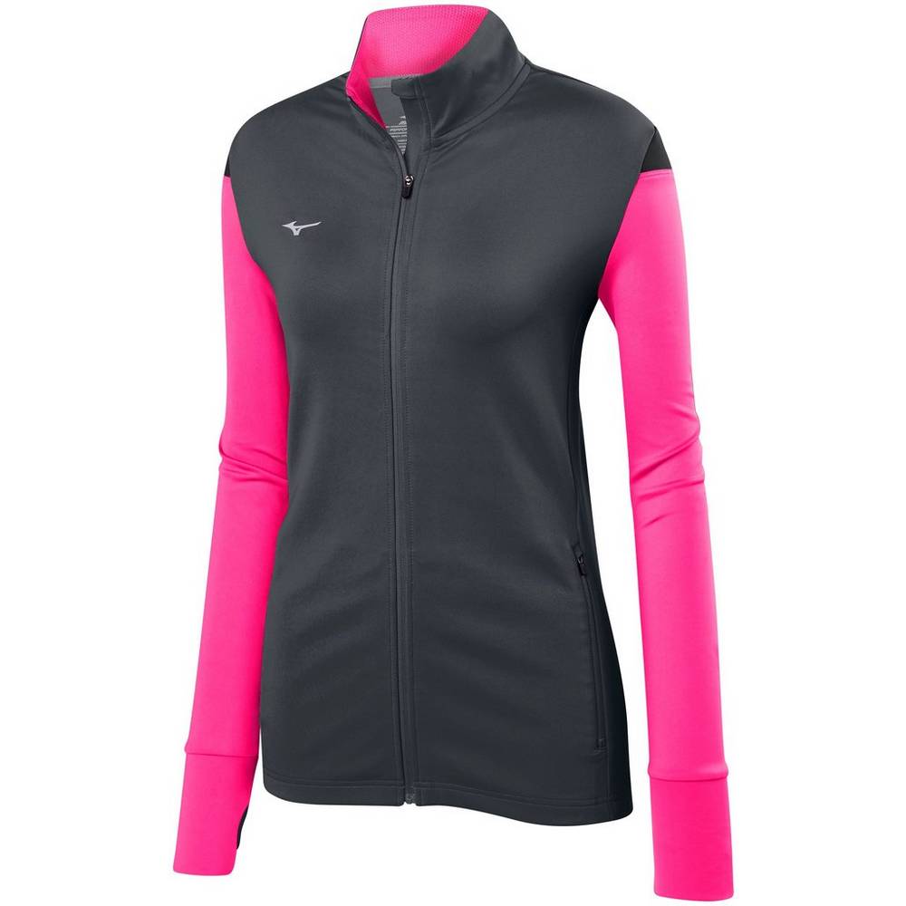 Damske Bundy Mizuno Horizon Full Zip Volejbalove Siva/Ruzove/Čierne Vypredaj SDQJ09381